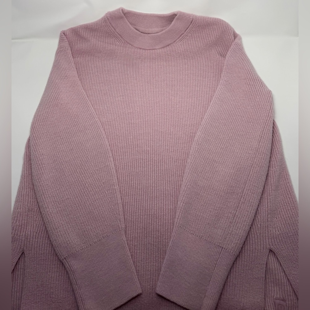 Lululemon Merino Wool-Blend Ribbed Crewneck Sweater Heathered Pink Peony Size 6